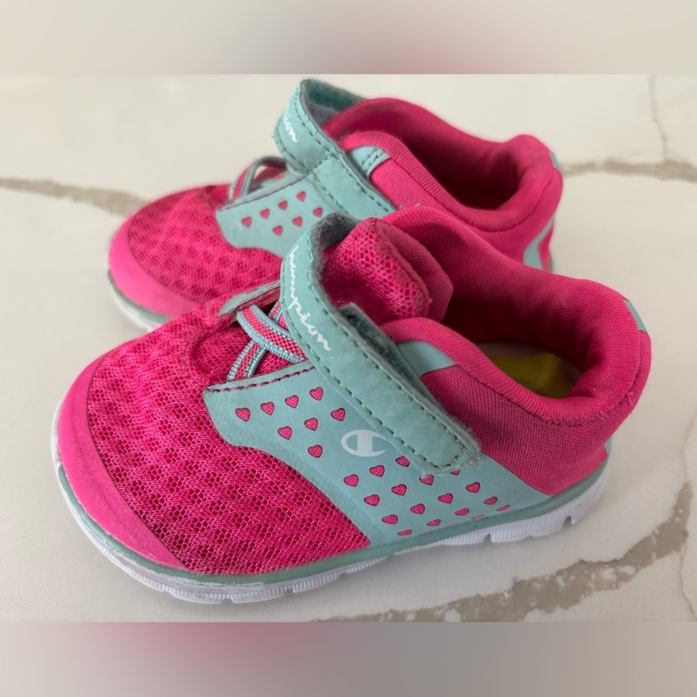 Champion Sneakers Sz 4w baby girl pink aqua used